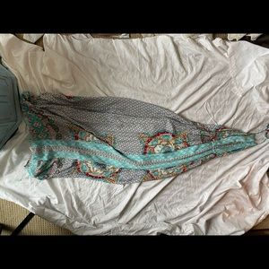 halter multi pattern maxi dress